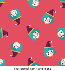 Christmas girl flat icon, eps10 seamless pattern background