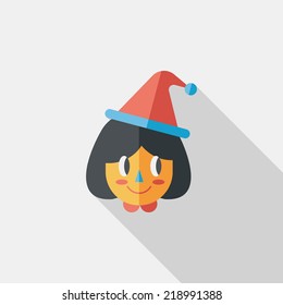 Christmas girl flat icon with long shadow,eps10