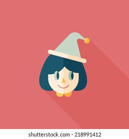 Christmas girl flat icon with long shadow,eps10