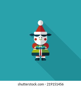 Christmas girl flat icon with long shadow,eps10