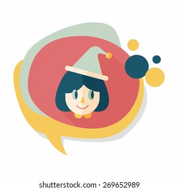 Christmas girl flat icon with long shadow,eps10