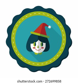 Christmas girl flat icon with long shadow,eps10