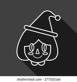 Christmas girl flat icon with long shadow, line icon