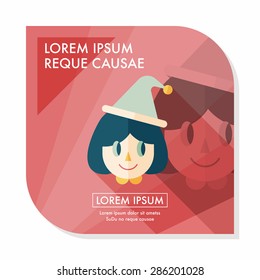 Christmas girl flat icon with long shadow,eps10