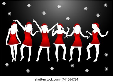 Christmas Girls. Black silhouette.