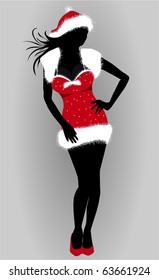Christmas girl-vector