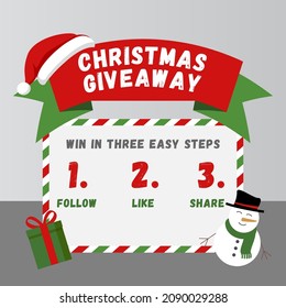 Christmas Giveaway banner, social media post vector image