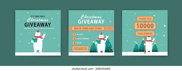 Christmas giveaway. Christmas banner. Banner vector illustration for background, greeting card, and postcard.