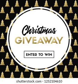 Christmas giveaway. Enter to win. Vector template with Christmas tree pattern for online holiday contest