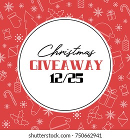 Christmas giveaway vector banner on red background