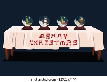 Christmas in glass ball for decoration on table vector illustration 