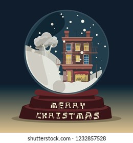 Christmas in glass ball for decoration vector illustration 