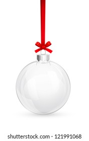 Christmas glass ball with red bow