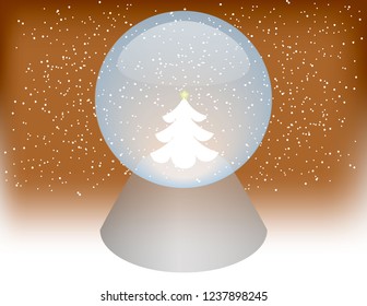 Christmas glass ball with Christmas tree inside vector design. Christmas image, card, background. 