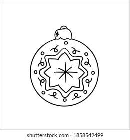 Christmas glass ball. Winter home decoration. Element New Year decor and comfort. Isolated vector object on a white background. Hand drawn  sketches in doodle style. 