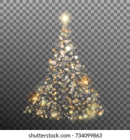 Christmas glitter bokeh lights and sparkles like Tree on transparent background. And also includes EPS 10 vector