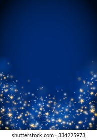 Christmas glittering stars, abstract background, blue color
