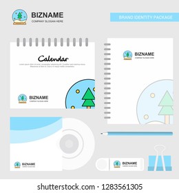 Christmas globe Logo, Calendar Template, CD Cover, Diary and USB Brand Stationary Package Design Vector Template