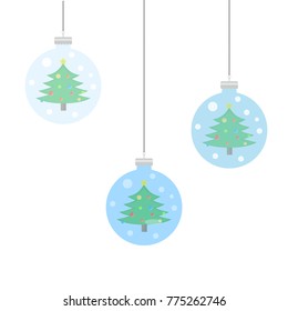 Christmas globe with a Christmas tree inside. Vector illustration.