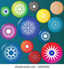christmas globes collection, vector art illustration
