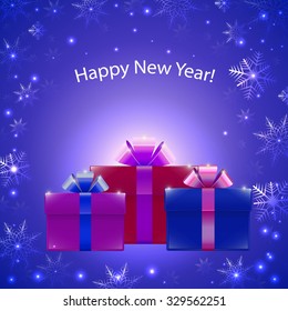 Christmas glossy box, snowflakes. vector