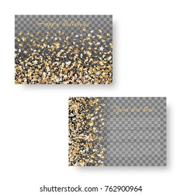 Christmas glossy cover of brochure with falling stars of confetti for festive decoration