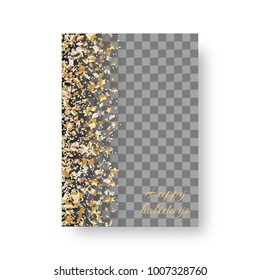 Christmas glossy design template for flyers with flying confetti stars for festive decoration