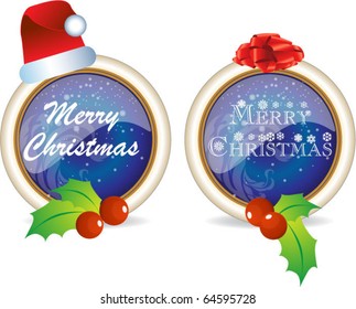 christmas glossy icon or button