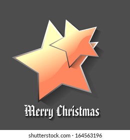 Christmas glossy star Vector illustration with shiny color background. 