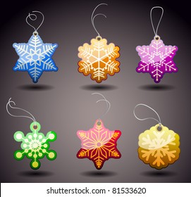 Christmas Glossy Tags - Snowflakes.