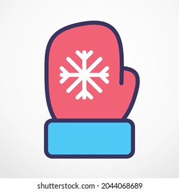 Christmas Glove flat line Vector illustration.