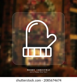 Christmas glove icon. Merry Christmas and a Happy New Year greating card. New Year's mood. Vector EPS 10. Isolated on decor background.