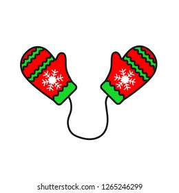 Christmas glove icon. Mitten colored flat. Mitten icon. Mitten glove linear icon. Santa glove vector sign. 2019 mitten glove symbol. 