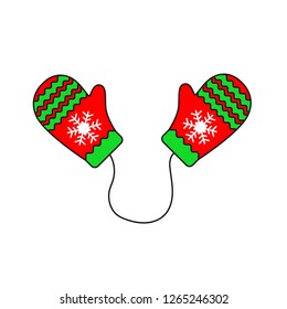 Christmas glove icon. Mitten colored flat. Mitten icon. Mitten glove linear icon. Santa glove vector sign. 2019 mitten glove symbol. 