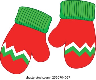 Christmas glove it snowflake print. Santa glove vector illustration. Christmas decoration element.
