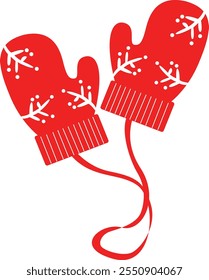 Christmas glove it snowflake print. Santa glove vector illustration. Christmas decoration element.