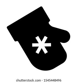 christmas glove solid black vector icon