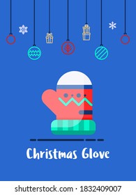 Christmas glove for winter season icon.