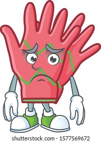 Christmas gloves Cartoon character showing afraid look face