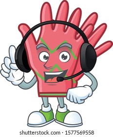 Christmas gloves cute cartoon character design with headphone