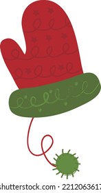 Christmas gloves. Garlands, flags, labels, bubbles, ribbons and stickers. Collection of Merry Christmas decorative icons