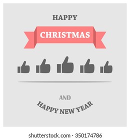 Christmas Gloves icon on Greeting card background. happy new year and Merry christmas Modern calligraphy for Christmas cards and posters. Vector illustration