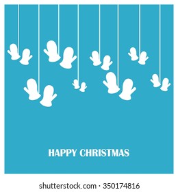 Christmas Gloves icon on Greeting card background. happy new year and Merry christmas Modern calligraphy for Christmas cards and posters. Vector illustration