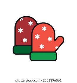 Christmas gloves icon vector basic design simple and modern concept graphic