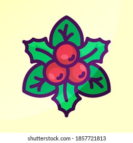Christmas gloves mistletoe vector element. Christmas cartoon illustration.