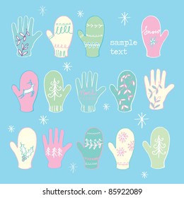 Christmas gloves and mittens vector