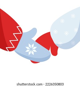 Christmas gloves on a white background. Vector graphics in flat cartoon style