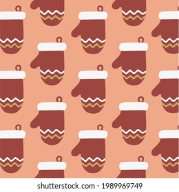 Christmas Gloves Pattern Background. Social Media Post. Christmas Vector Illustration.