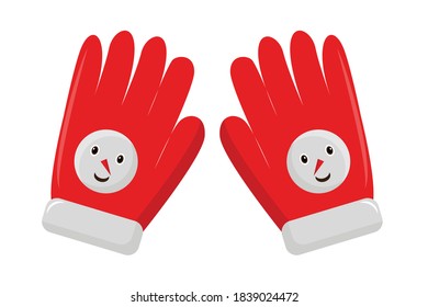 Christmas Gloves with Snowman Head