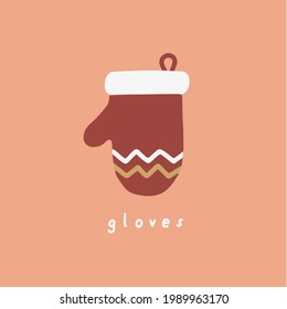 Christmas Gloves Symbol. Social Media Post. Christmas Vector Illustration.